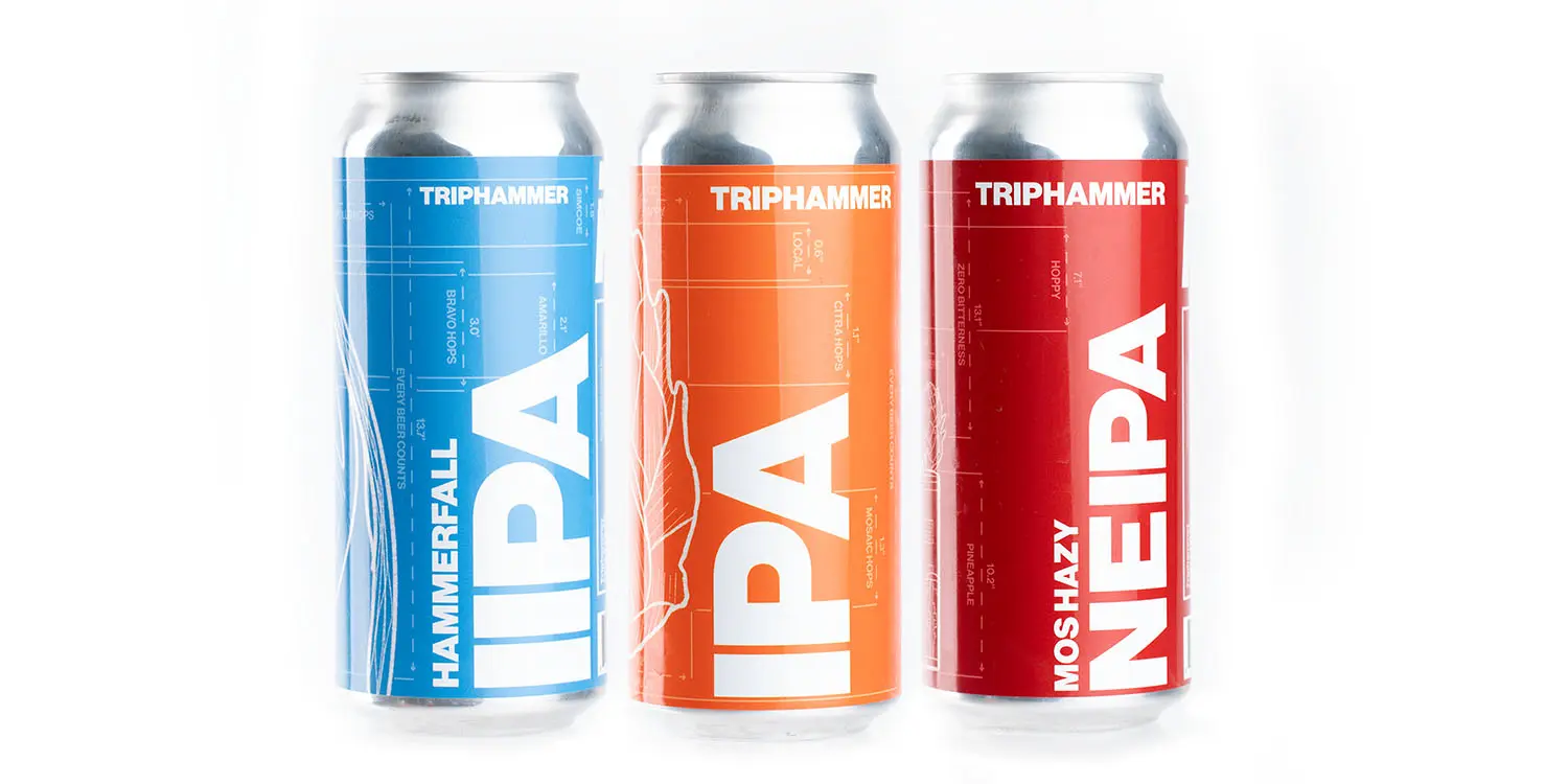 Triphammer beer cans product lineup