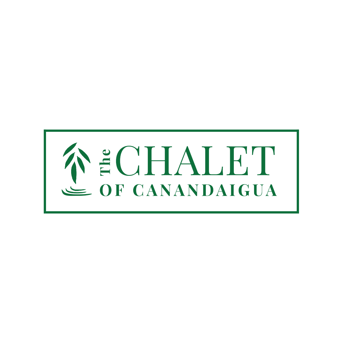 The Chalet of Canandaigua logo with green olive branch design