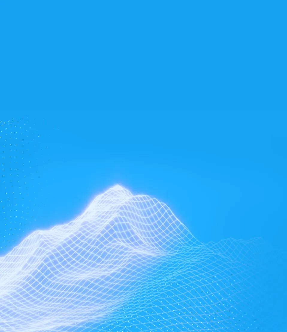 Background graphic of a mountain in a pixelated grid